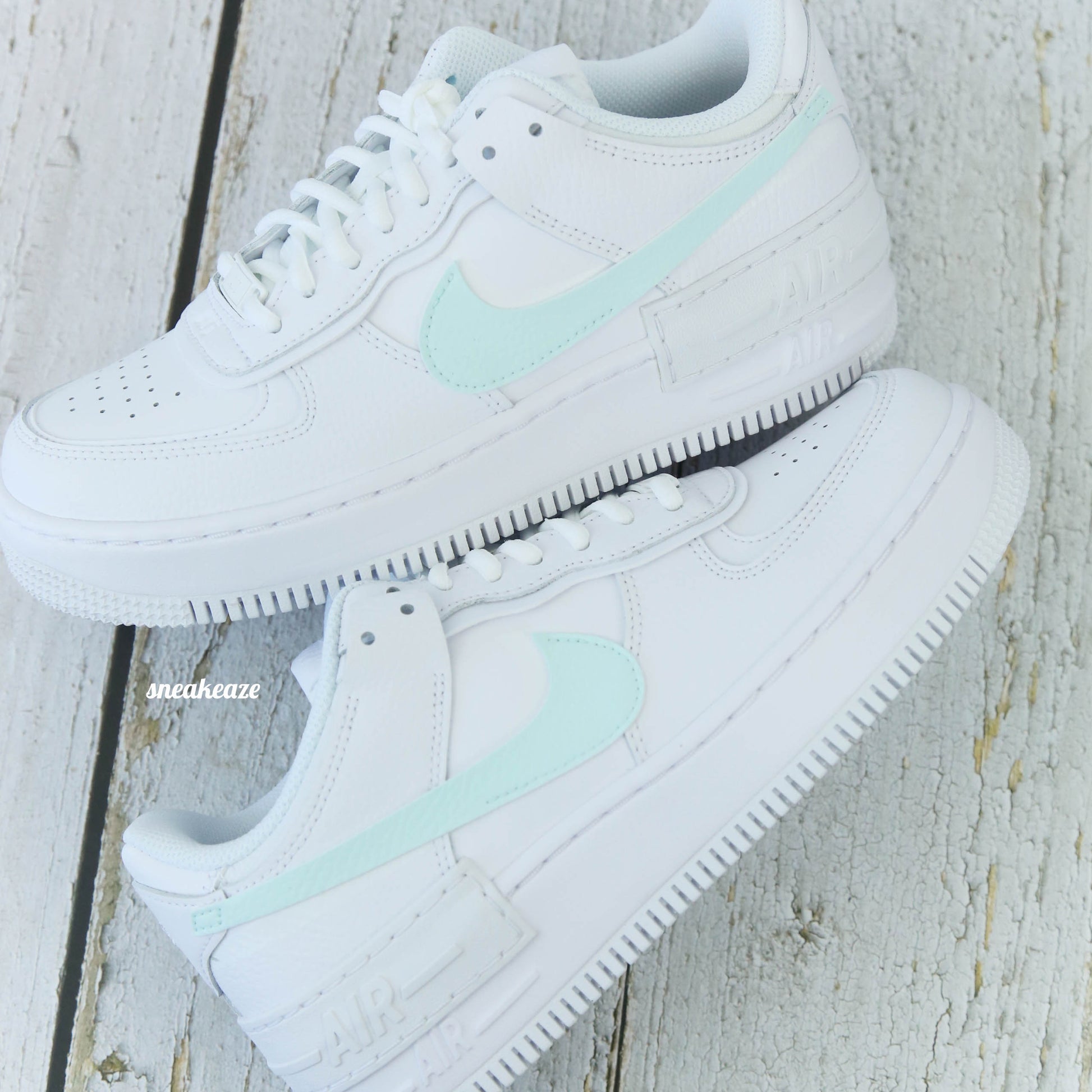 Nike air force 1 shadow vert pastel baskets custom pastel sneakers af1 pour femme