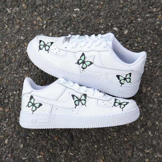 nike air force 1 custom papillons af1 vert pastel sneakers custom pastel nike femme menthe