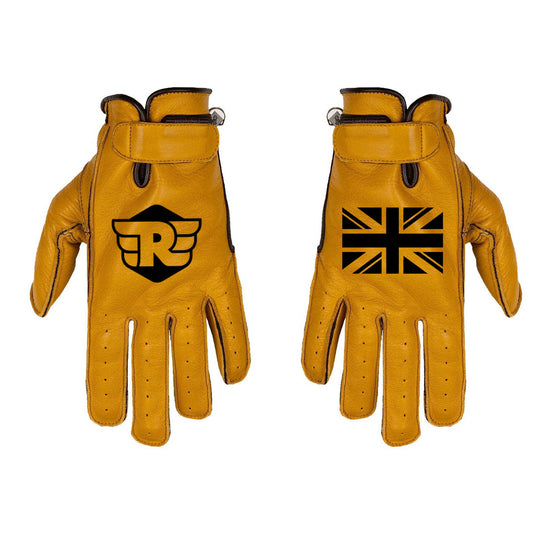 gants moto custom cuir jaune royal enfield angleterre drapeau britannique vintage cafe racer gants été homme retro scrambler