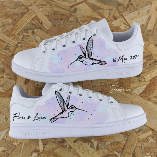 Colibri aquarelle - Stan Smith custom mariage