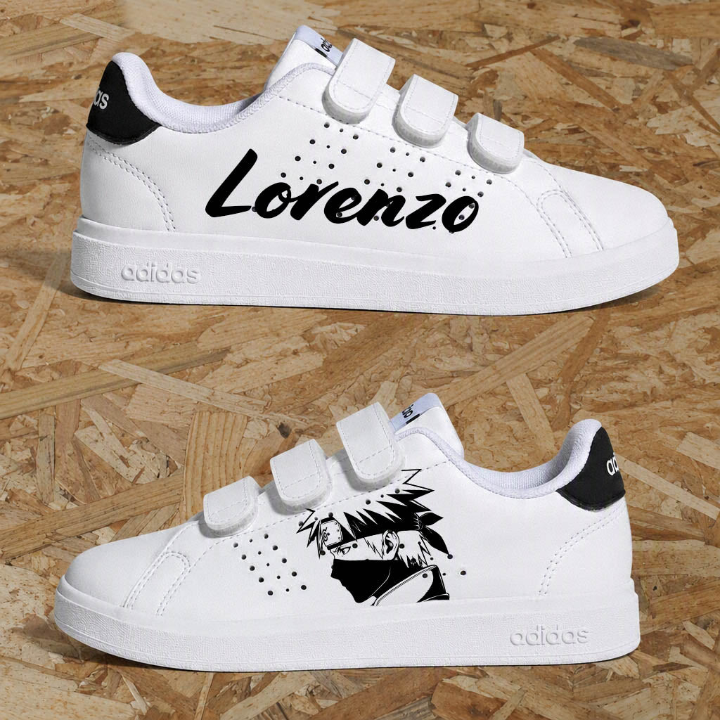 Adidas advantage custom enfant garçon Kakashi Naruto avec prénom personnalisé et design manga baskets ninja enfant - Sneakeaze