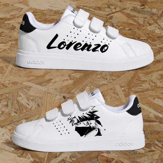 Adidas advantage custom enfant garçon Kakashi Naruto avec prénom personnalisé et design manga baskets ninja enfant - Sneakeaze