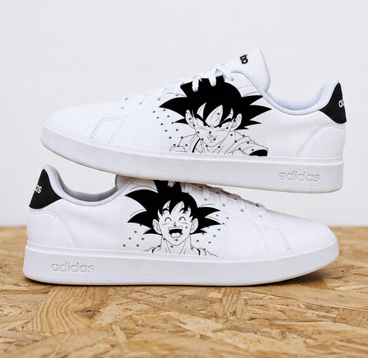 Adidas advantage custom homme Goku avec illustrations Dragon Ball Z et design manga - Sneakeaze