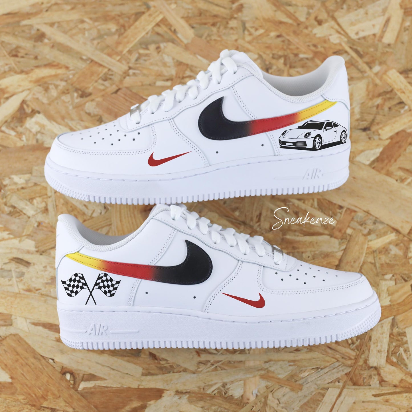 baskets nike air force 1 custom - porsche auto voiture allemande porsche chaussures personnalisées homme - sneakeaze skz customs