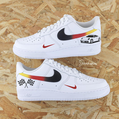 baskets nike air force 1 custom - porsche auto voiture allemande porsche chaussures personnalisées homme - sneakeaze skz customs