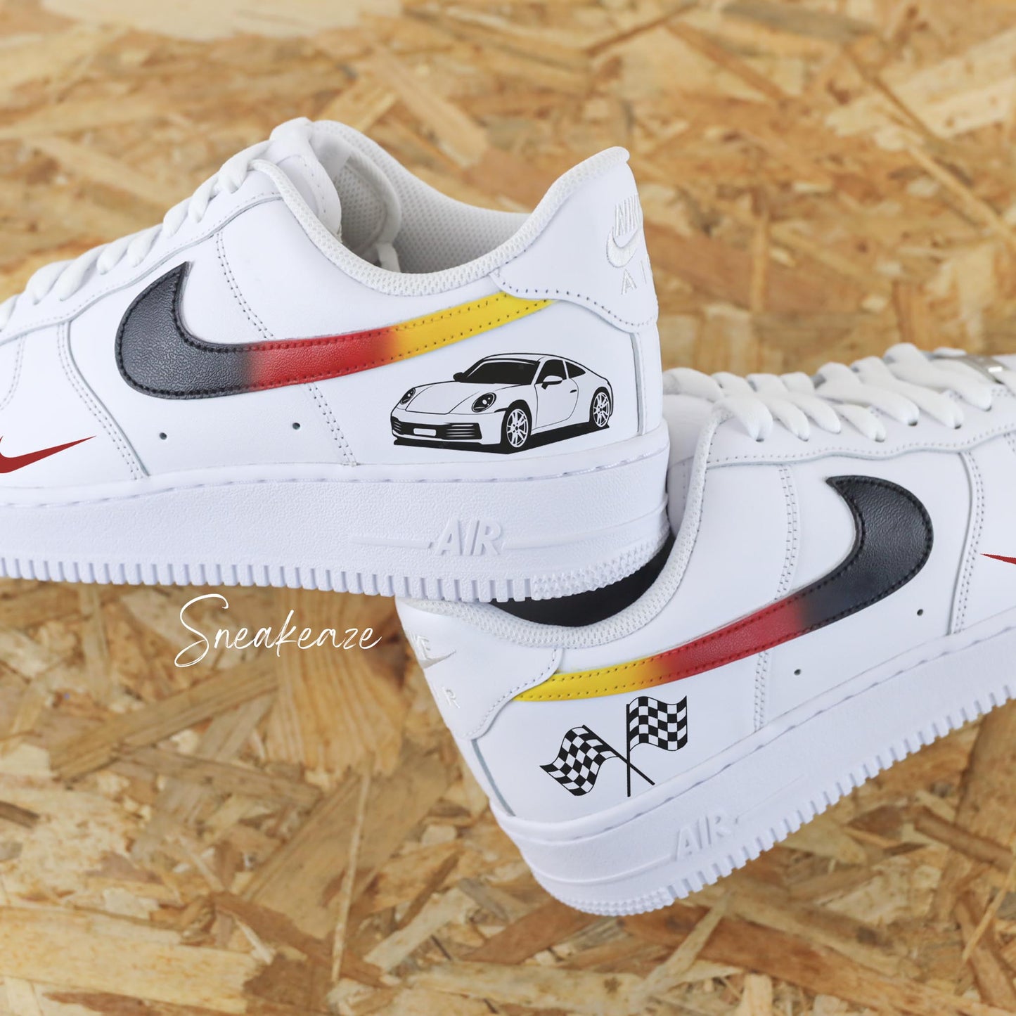 baskets nike air force 1 custom - porsche auto voiture allemande porsche chaussures personnalisées homme - sneakeaze skz customs