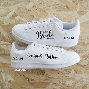 modèle Adidas Stan Smith custom spécial mariés team bridge cadeau de mariage - sneakeaze custom skz