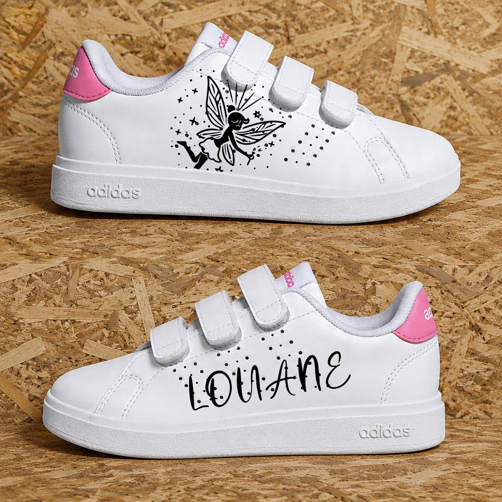 Adidas advantage custom enfant fille fée avec prénom personnalisé et design magique - Sneakeaze