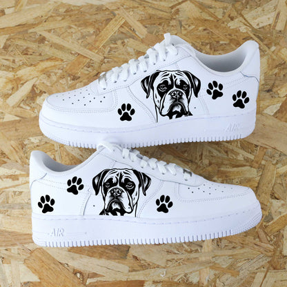 nike air force 1 custom dessin chien boxer peint à la main sneakers homme enfant AF1 personnalisé 