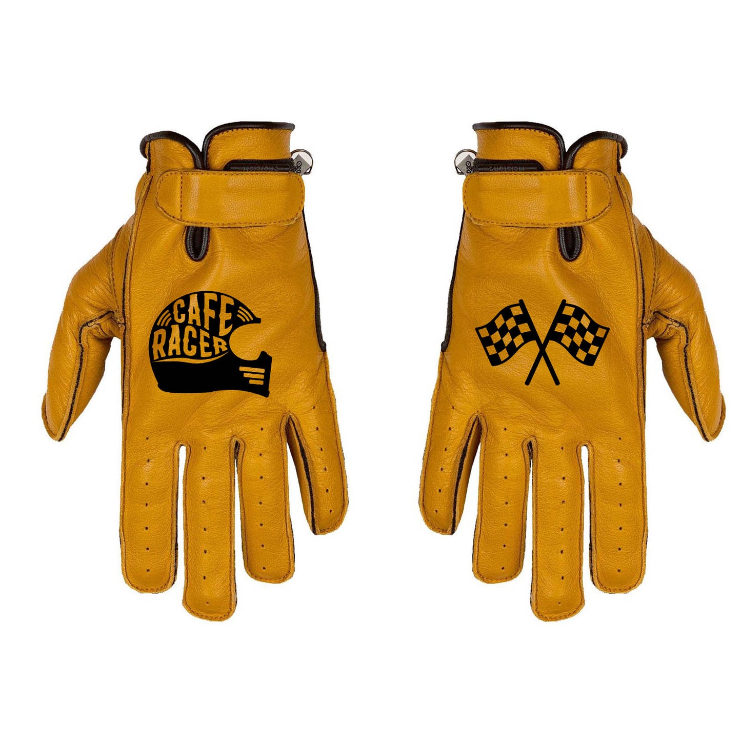 Gants custom Helstons en cuir camel beige style cafe racer vintage personnalisés