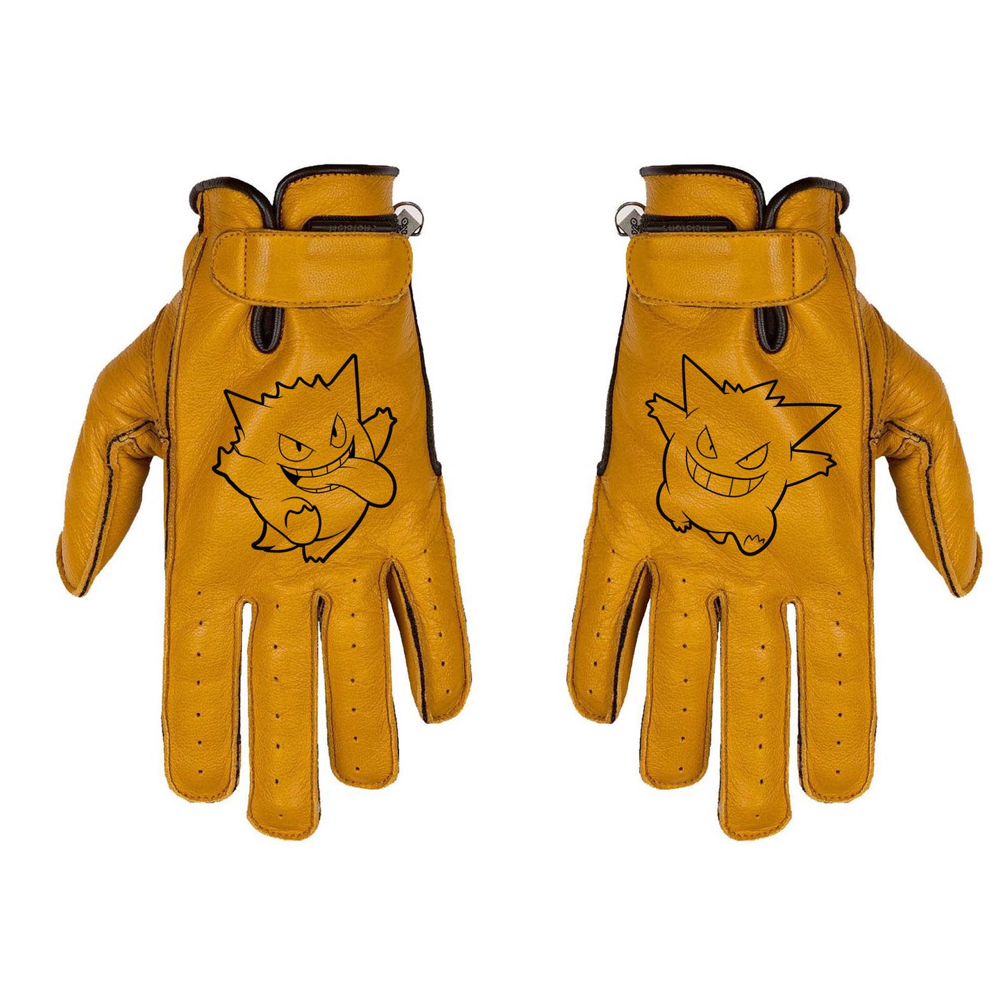 Gants custom Ectoplasma en cuir camel beige style cafe racer vintage personnalisés