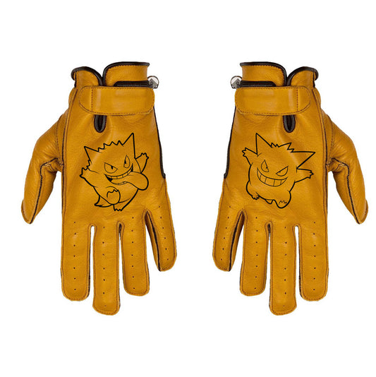 Gants custom Ectoplasma en cuir camel beige style cafe racer vintage personnalisés