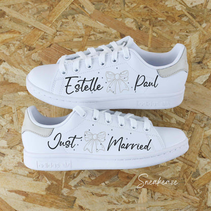 baskets Adidas stan smith custom mariage prénom wedding sneakeaze customs skz