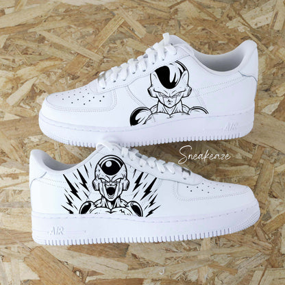 Baskets Nike Air force 1 custom dessin Dragon Ball Z freezer manga animé japonais sneakeaze custom skz