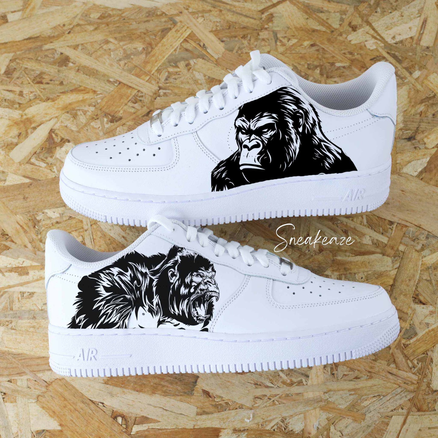 nike air force 1 custom gorilles king kong la planète des singes sneakers femme enfant AF1 personnalisé basket peint à la main 