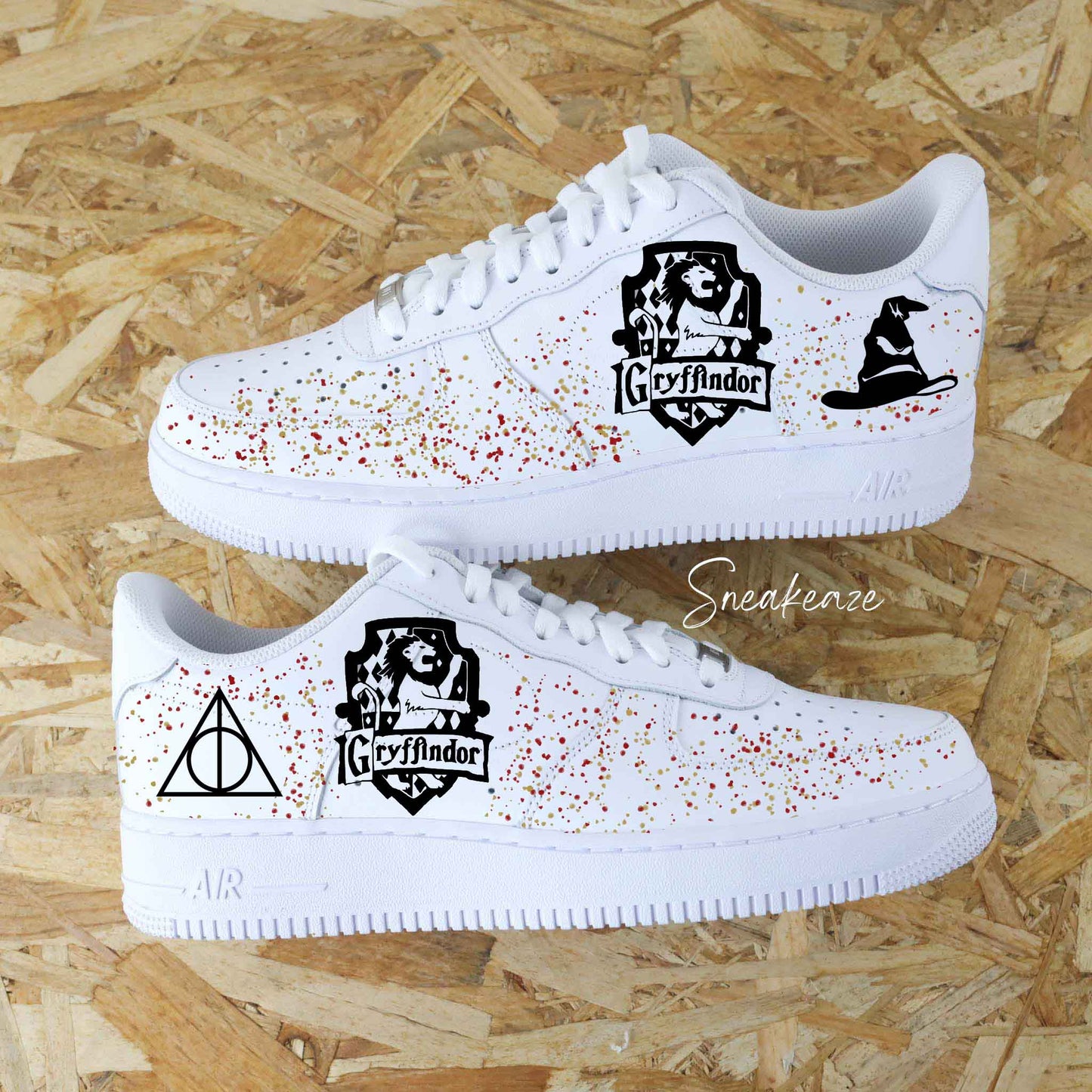 baskets nike Air Force 1 custom gryffondor Harry potter sneakeaze customs skz