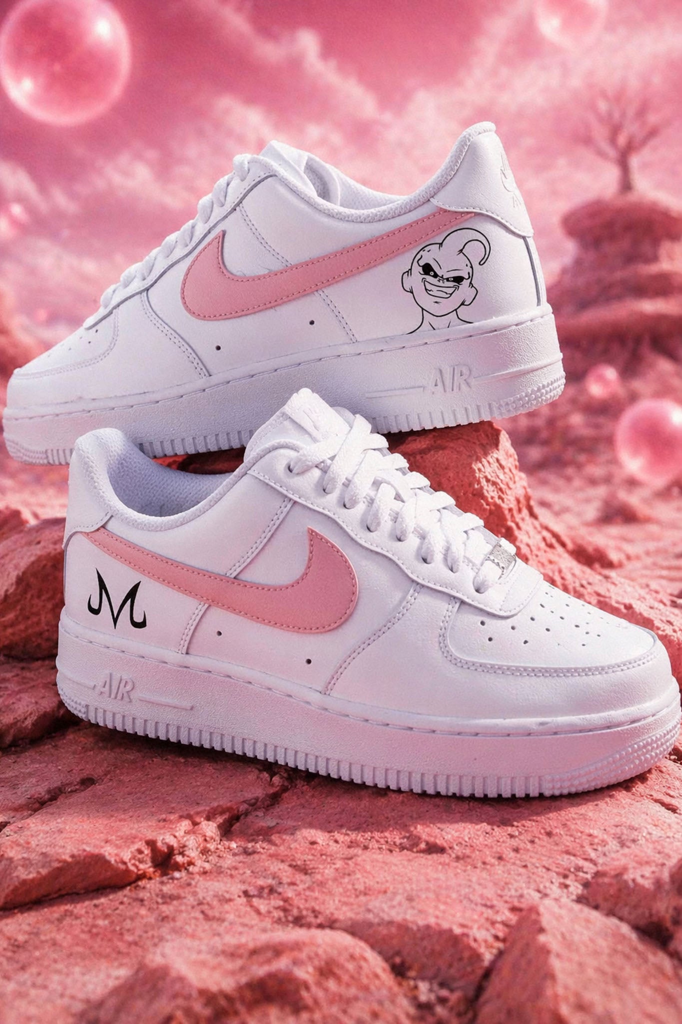 Nike Air Force 1 Custom Majin Buu – sneakers Dragon Ball Z personnalisées avec logo Majin et design manga