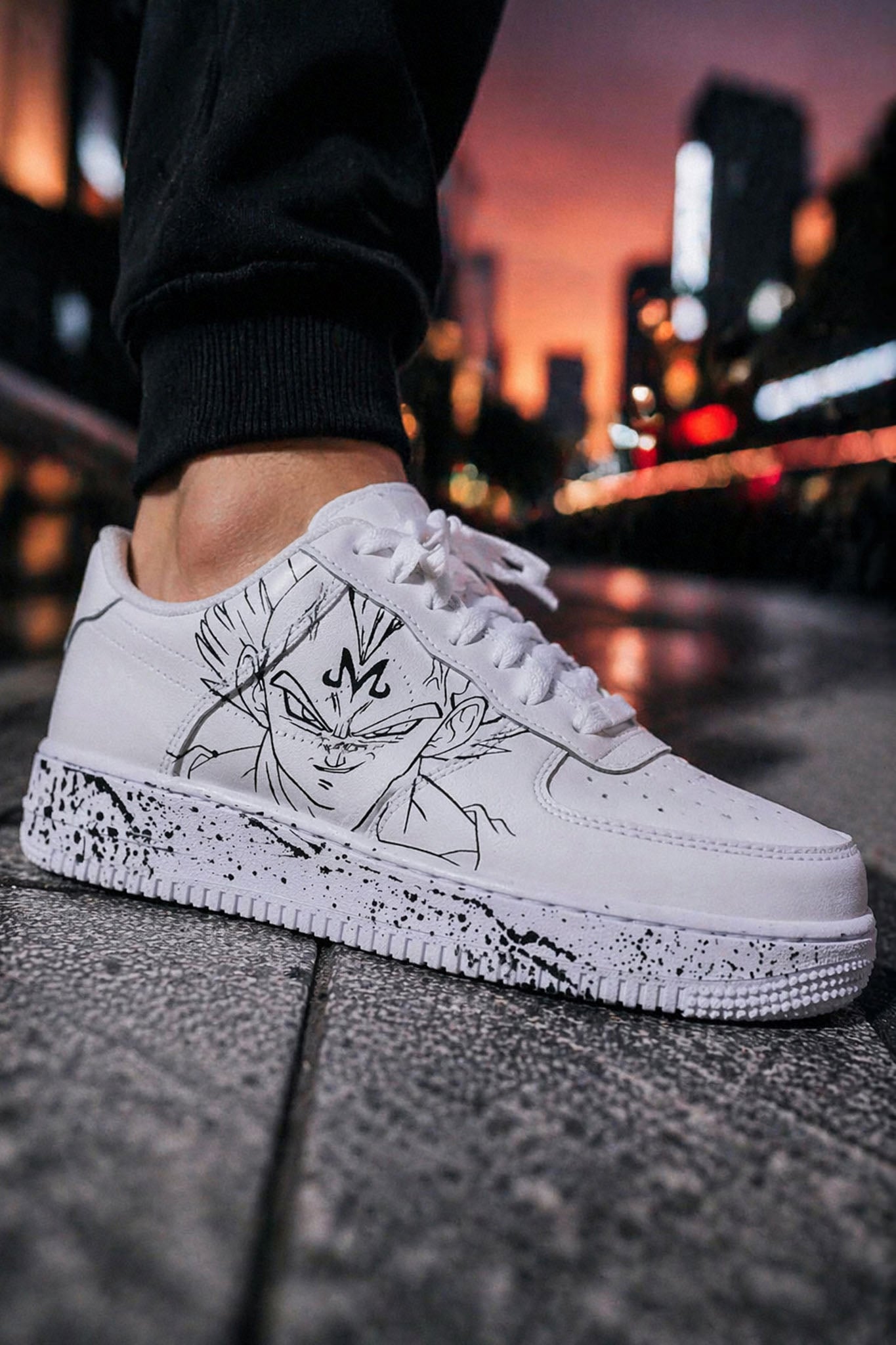 Baskets Nike Air Force 1 custom - majin vegeta - baskets personnalisées manga animé japonais dragonball Z - dbz