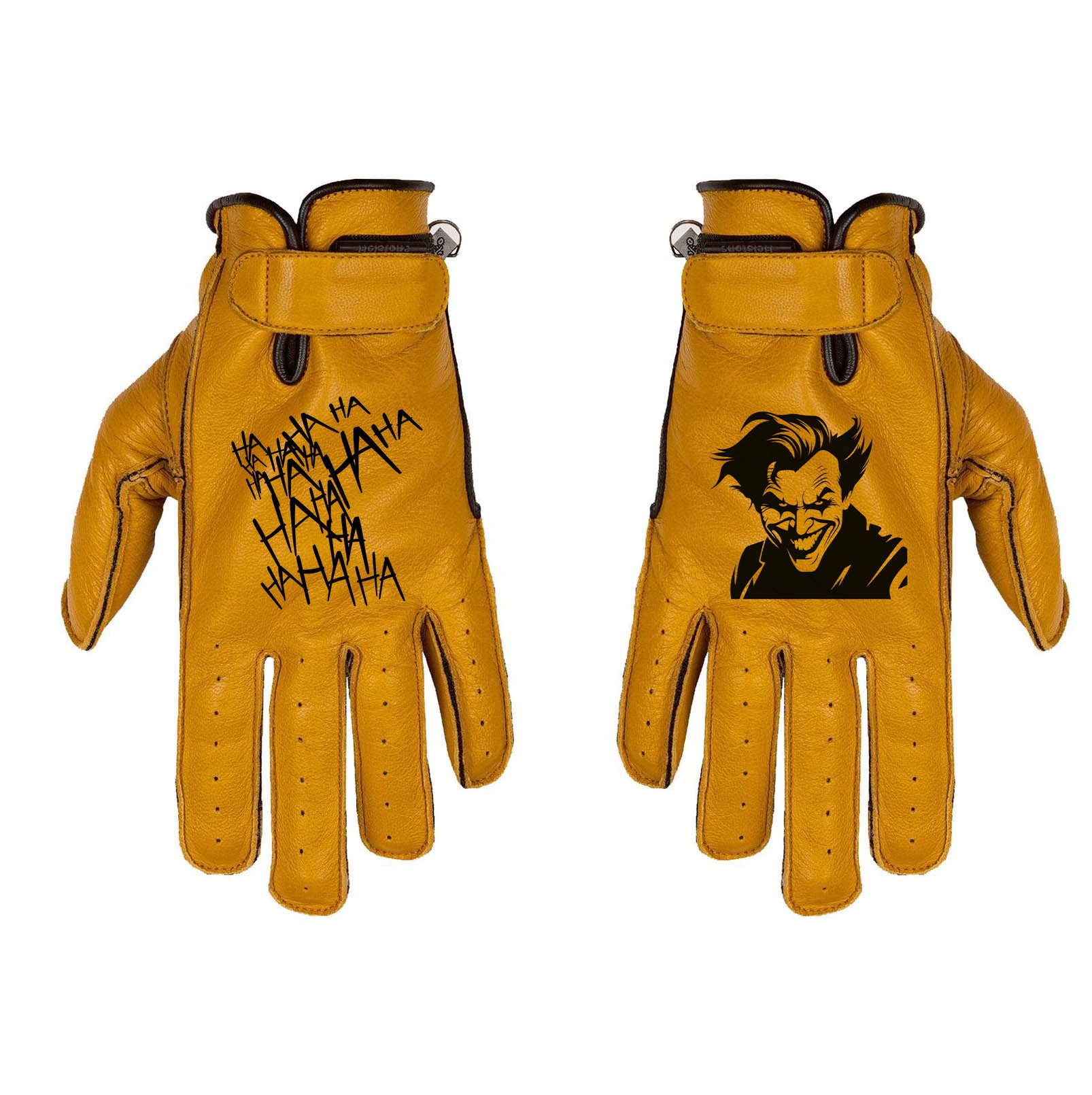 Gants custom Joker en cuir camel beige style cafe racer vintage personnalisés