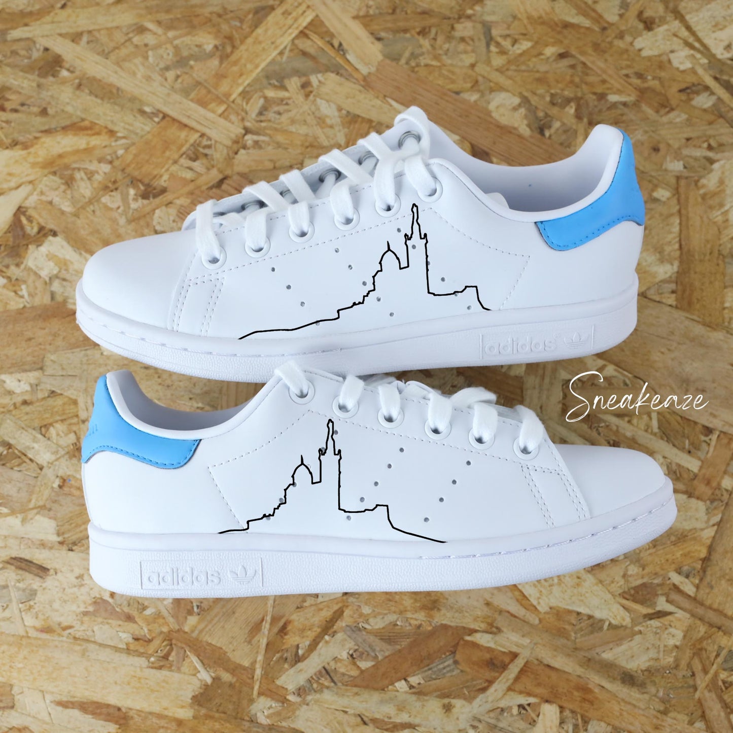 Baskets adidas stan smith marseille Jul bande organisée SCH c'est marseille BB plus belle la vie chaussures - sneakeaze custom skz