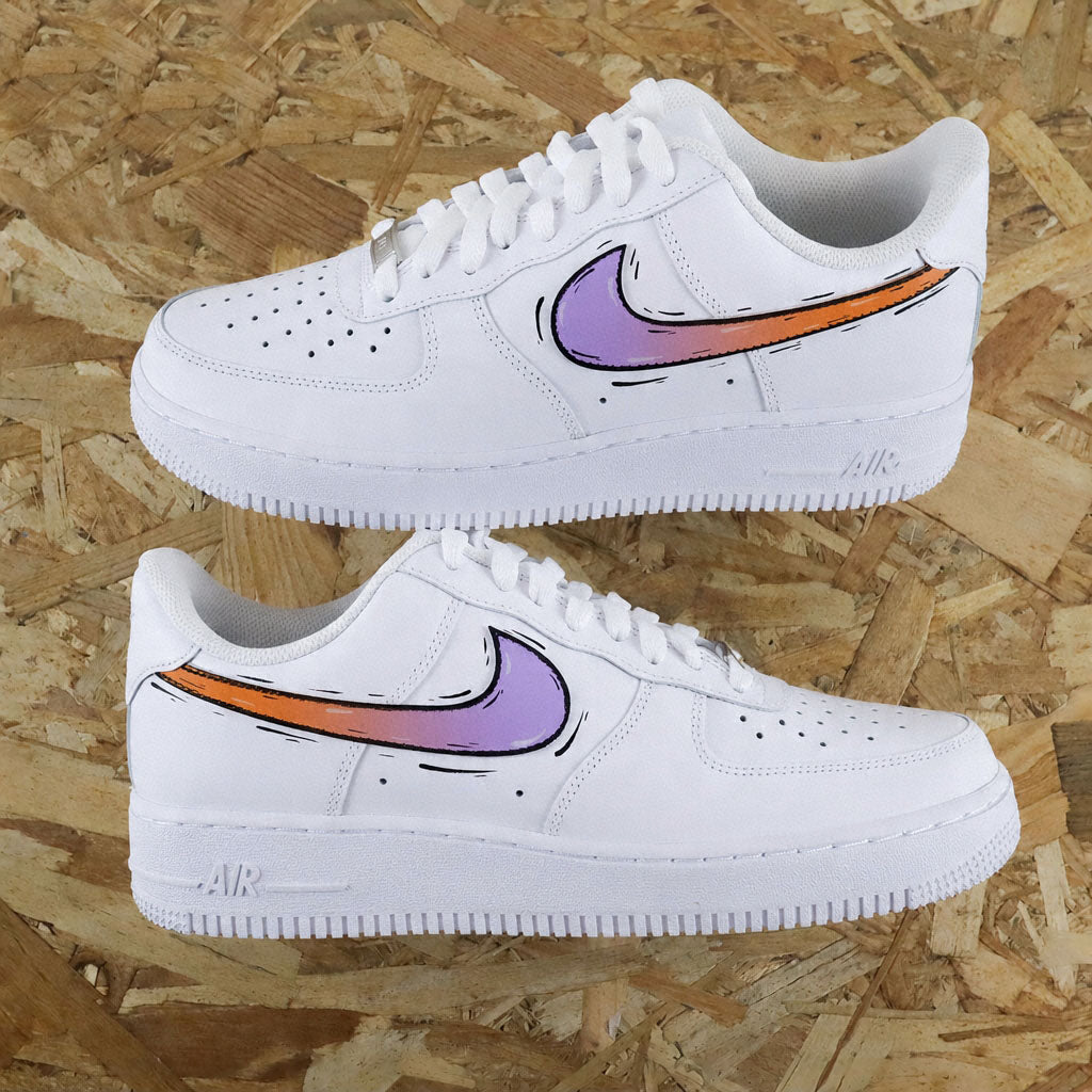 Paire de sneakers personnalisées air force one femme effet bande dessinée coloré fait main