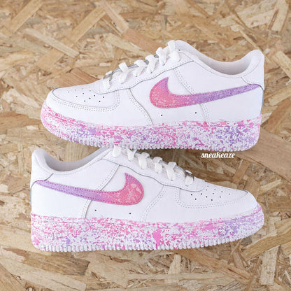Paire de sneakers personnalisées air force one femme dégradé pastel fait main