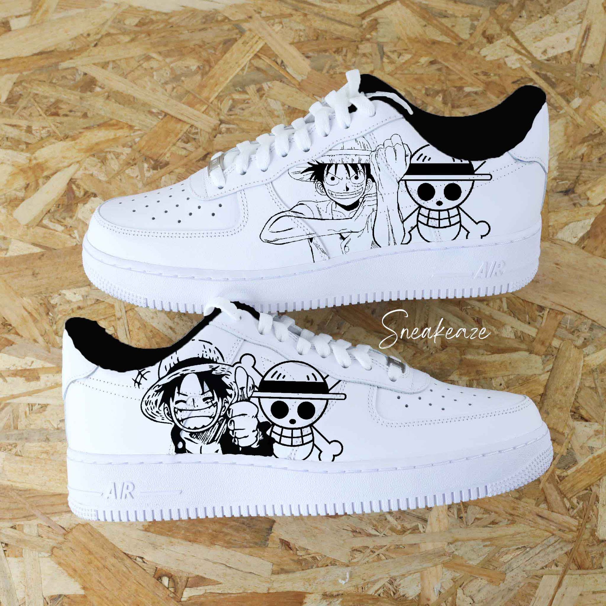 nike air force 1 custom manga animé one piece luffy Roronoa Zoro sneakers af1 personnalisé customisé naruto dbz sasuke