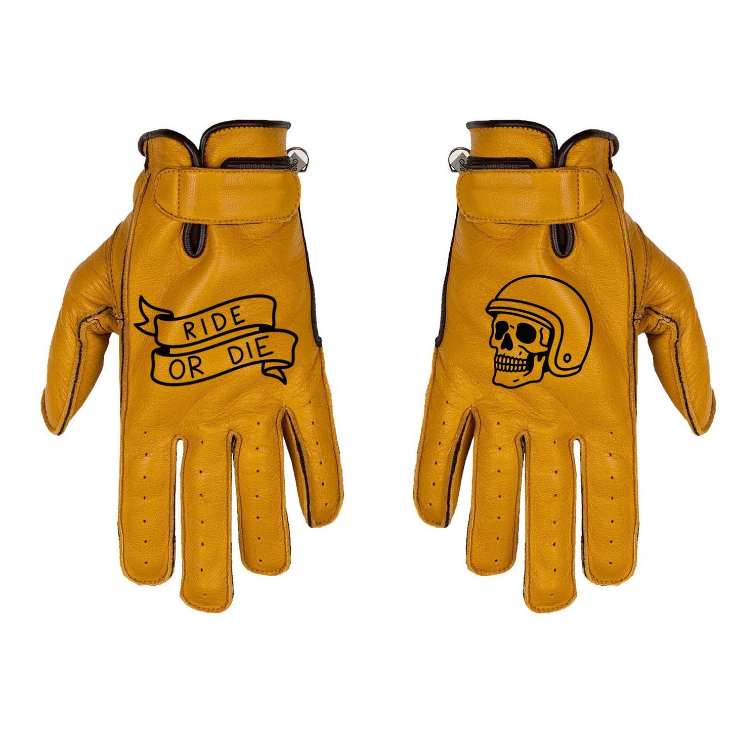 Gants Helstons custom Ride Or Die en cuir camel style café racer et scrambler vintage