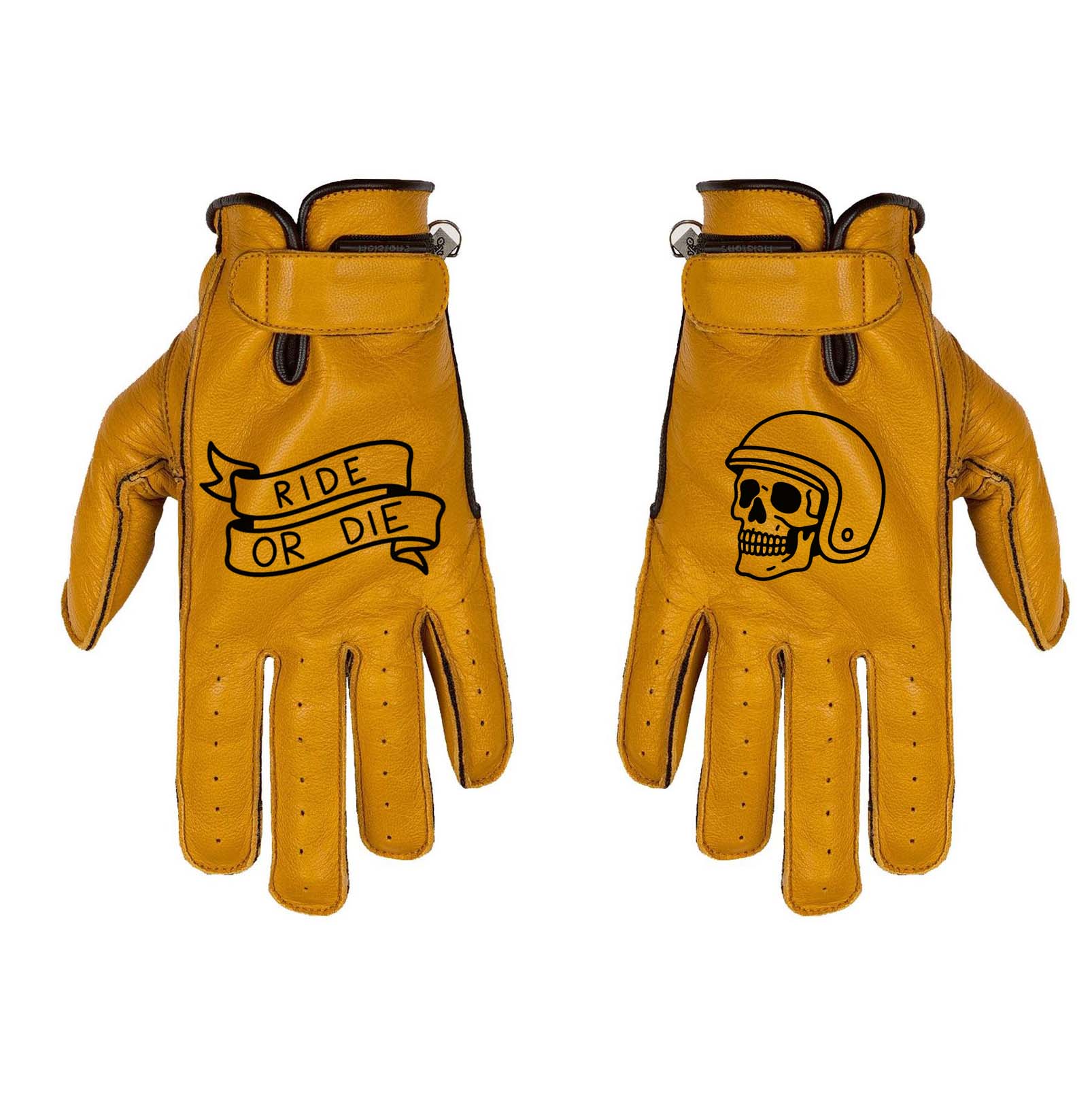 Gants Helstons custom Ride Or Die en cuir camel style café racer et scrambler vintage
