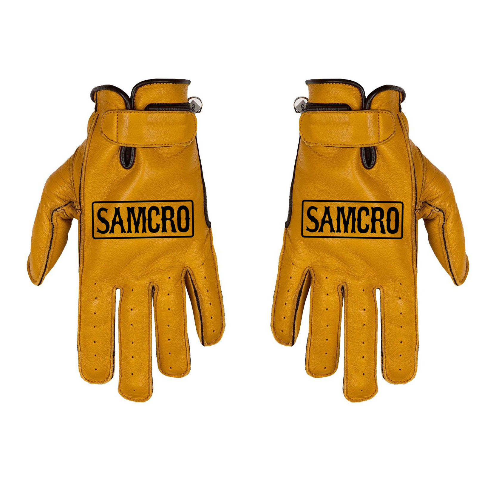 Gants Samcro custom en cuir camel beige style Harley biker Sons of Anarchy vintage