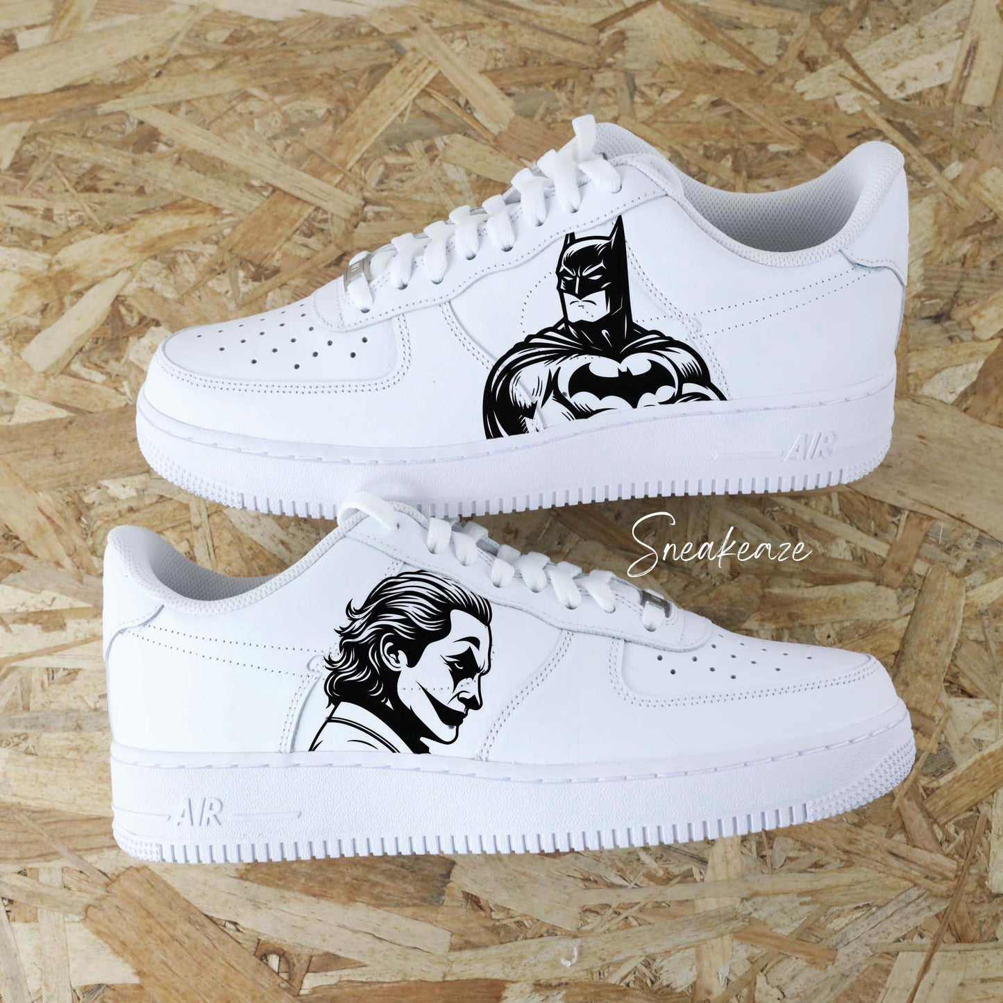 baskets nike Air force 1 personnalisées - sneakers custom batman splash DC comics le joker sneakeaze skz custom