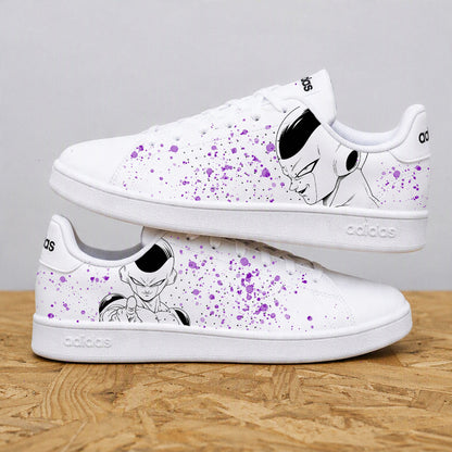 Paire de sneakers personnalisées DBZ pour homme Adidas Advantage et Stan Smith design Freezer