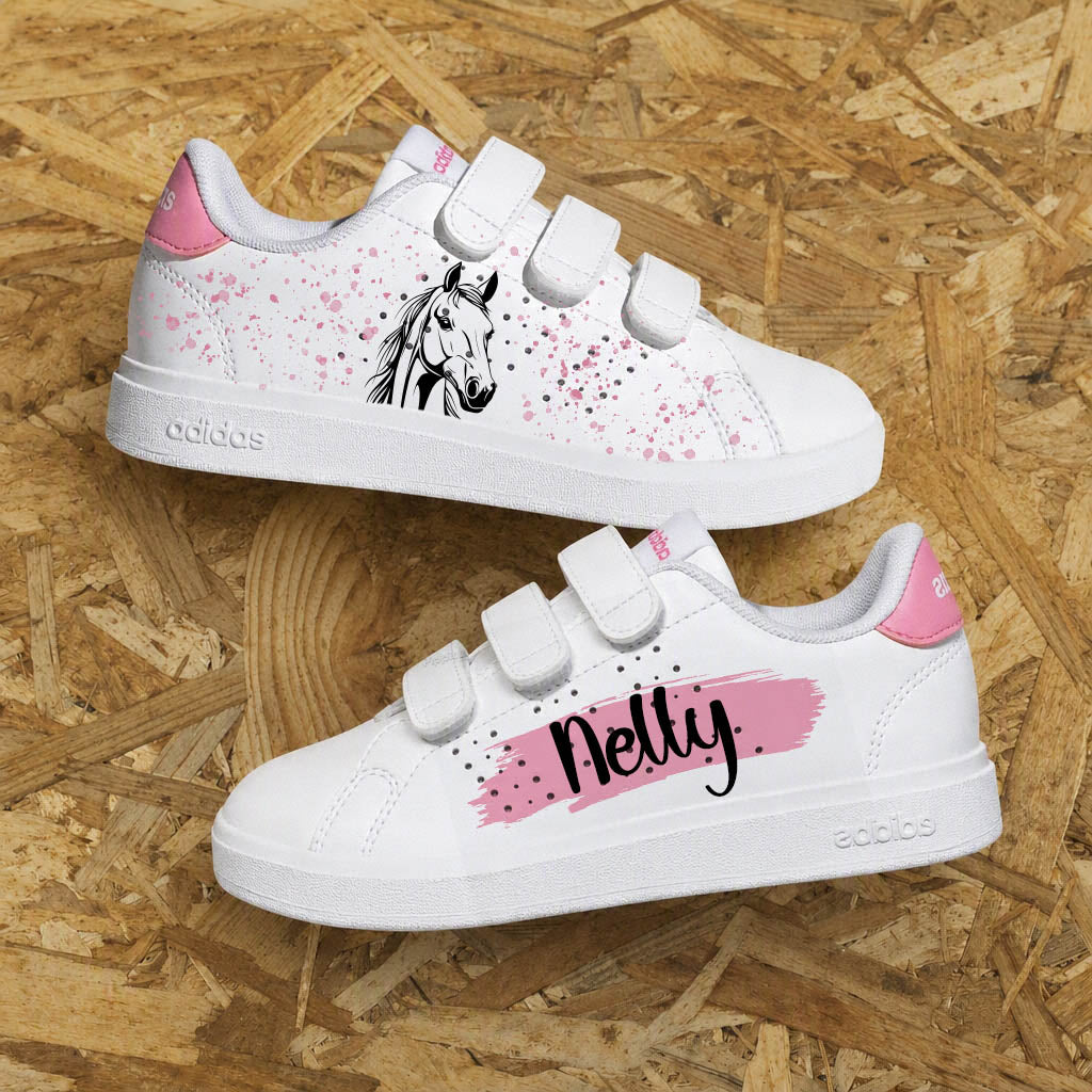 baskets personnalisées fille Adidas custom cheval avec prénom