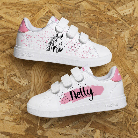 baskets personnalisées fille Adidas custom cheval avec prénom