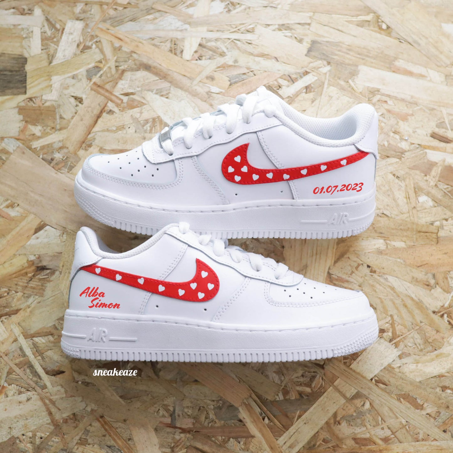 nike air force 1 mariage coeur rouge baskets de mariage personnalisée sneakers nike mariage amour