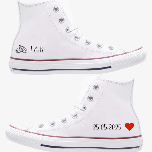 air force 1 mariage, stan smith mariage, converse mariage baskets de mariage personnalisable sneakers mariage personnalisées, mariage en baskets, chaussures de mariée personnalisées avec date alliances et initiales