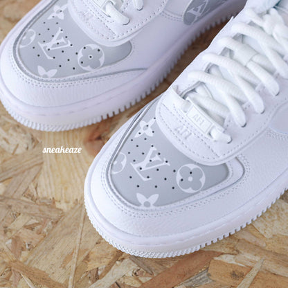 baskets customs air force shadow lv pastel gris wolf grey sneakeaze customs skz 