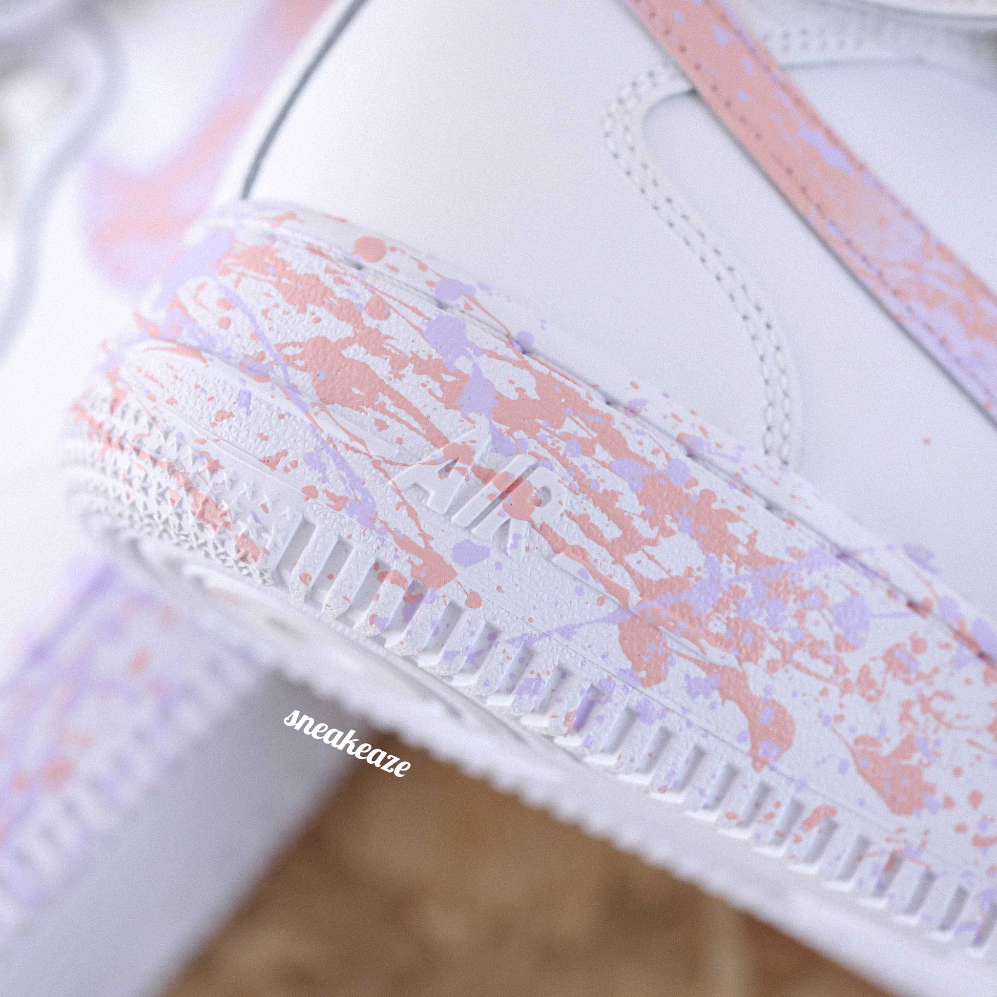 baskets nike air force 1 mid custom splash pastel pink et lila sneakers af1 sneakeaze