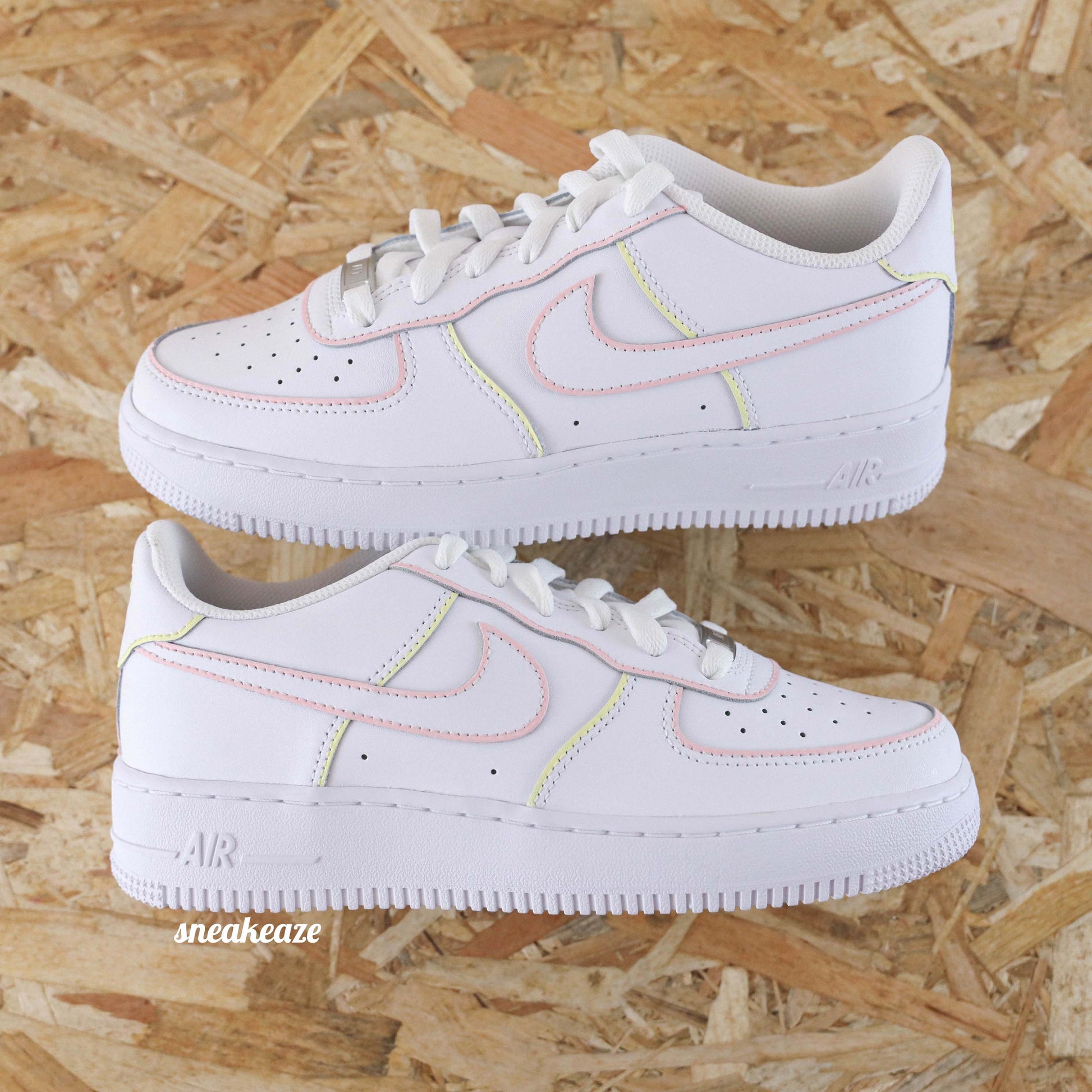 Baskets nike air force 1 custom outline pastel sneakeaze customs skz