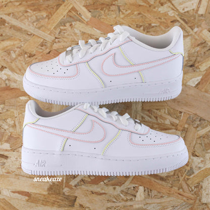 Baskets nike air force 1 custom outline pastel sneakeaze customs skz