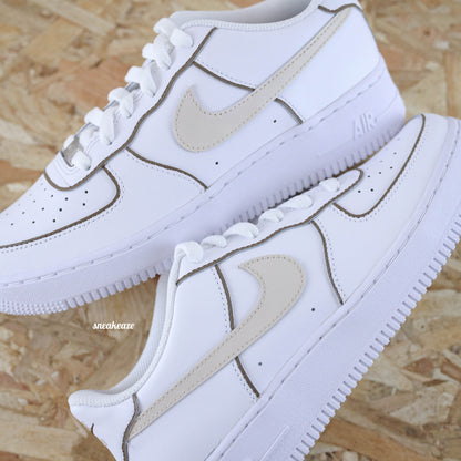 baskets air force 1 custom AF1 outline beige pastel sneakeaze customs skz