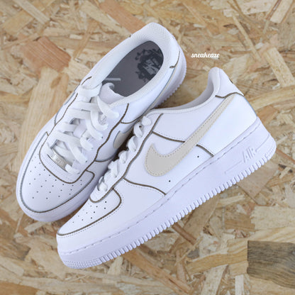 baskets air force 1 custom AF1 outline beige pastel sneakeaze customs skz