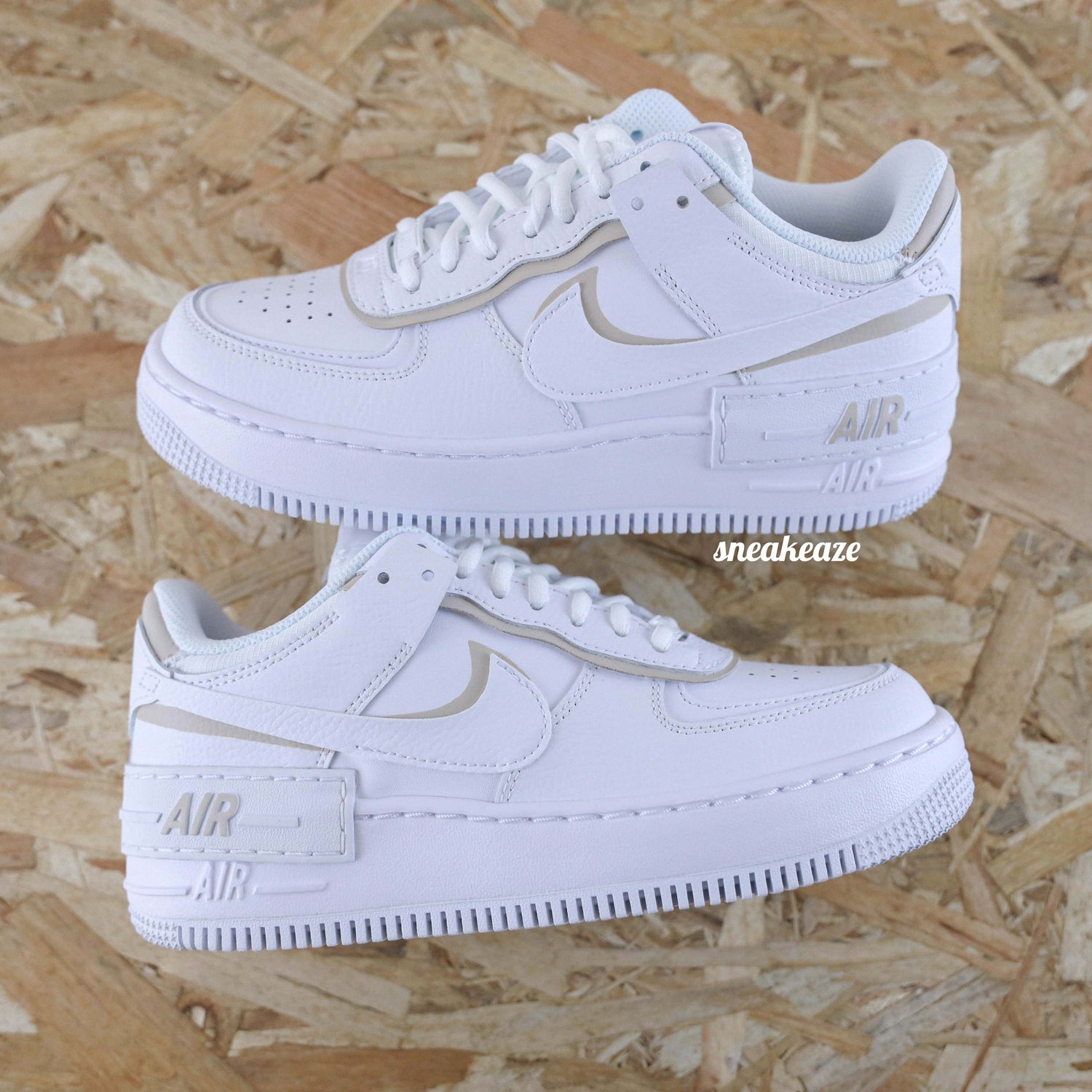 baskets af1 custom nike air force 1 shabow silhouette beige clair sneakeaze custom skz