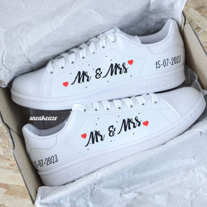 baskets Adidas stan smith custom mariage mr & mrs wedding sneakeaze customs skz