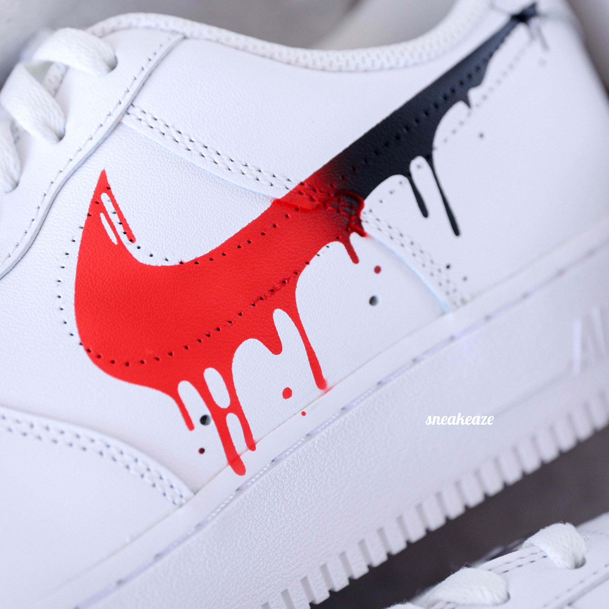 Baskets Air Force Rouge Et Blanc Nike Air Force Custom Drip Rouge