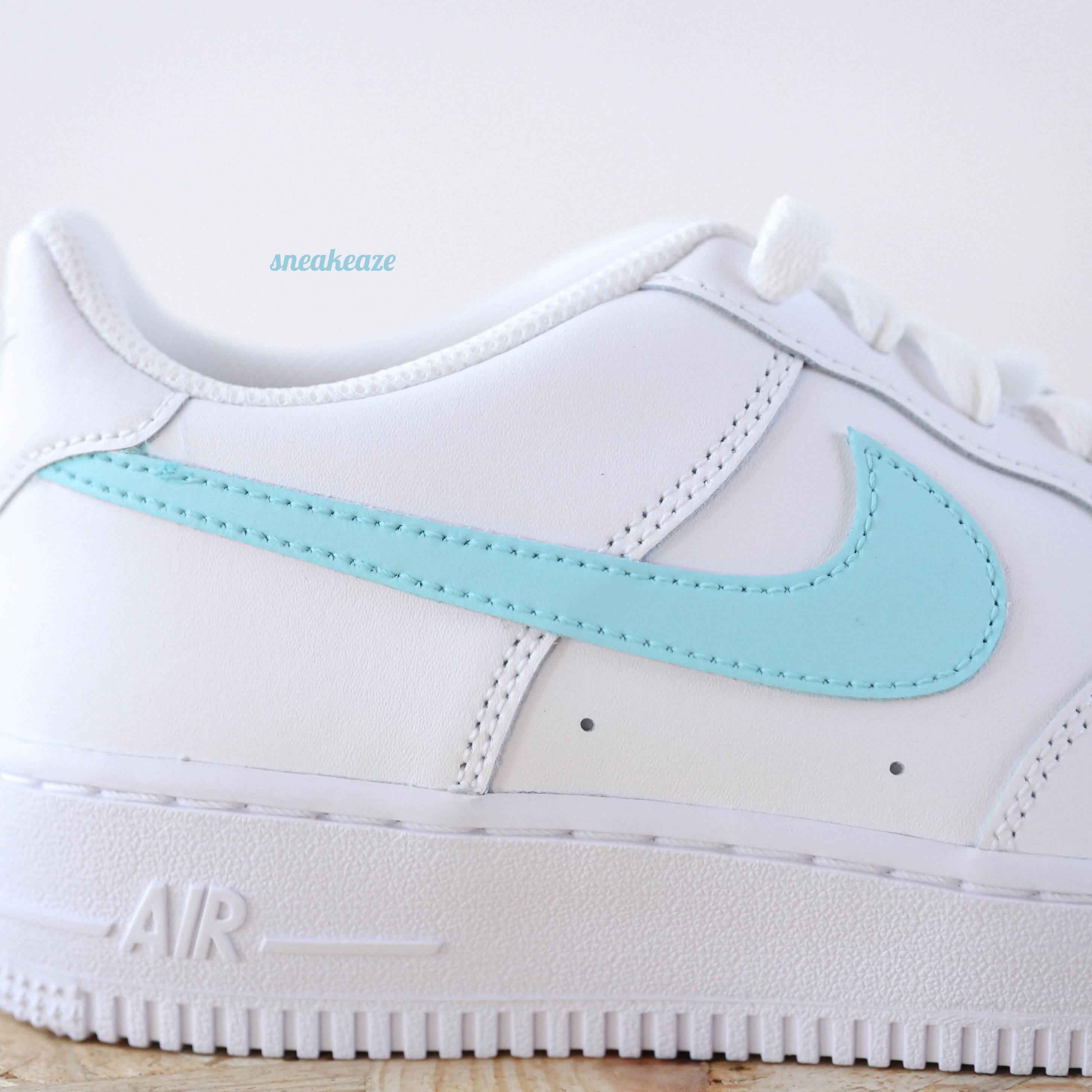 Color Swoosh Aqua Air Force 1 custom