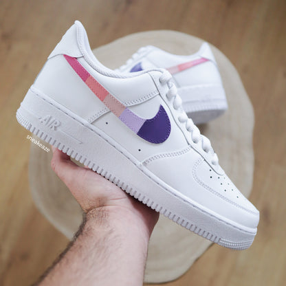 nike air force one custom stripes rayures pastel sneakers af1 personnalisé