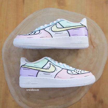 baskets nike AF1 custom air force cartoon sketch pastel sneakeaze custom skz pastel