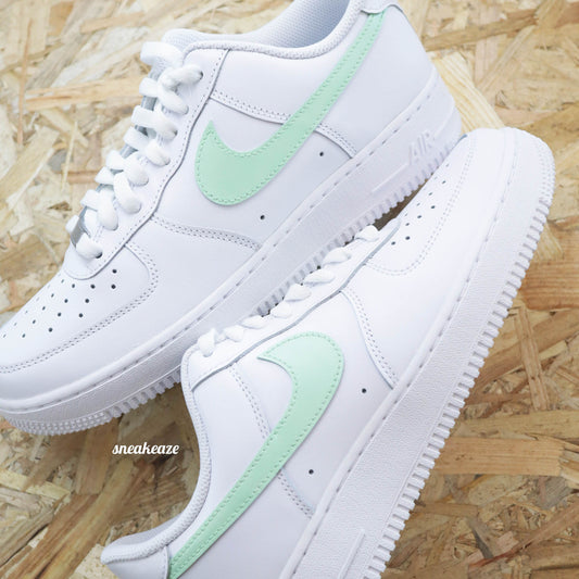 nike air force 1 custom color swoosh menthe pastel sneakers af1 sneakeaze