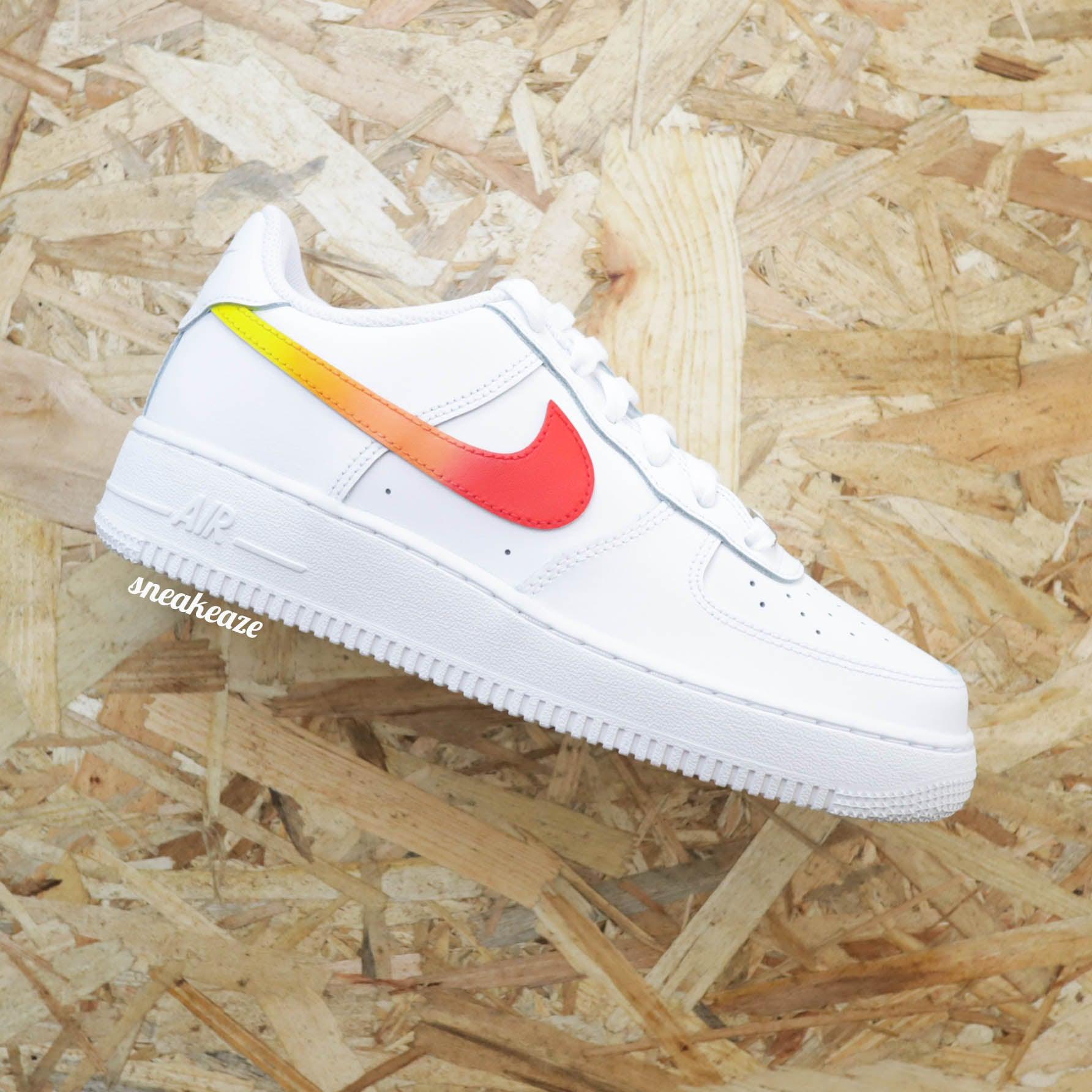 baskets nike air force 1 custom flamme pastel sneakers af1 sneakeaze